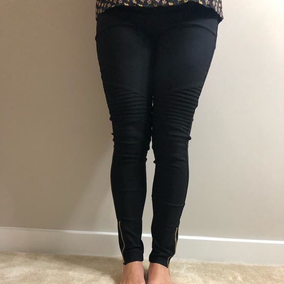 Black Stretchy Biker Pants - Picture 2 of 5